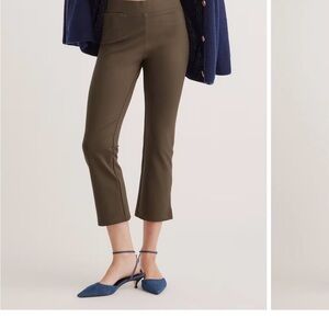 Quince Ultra-Stretch Ponte Kick Flare Pants in olive